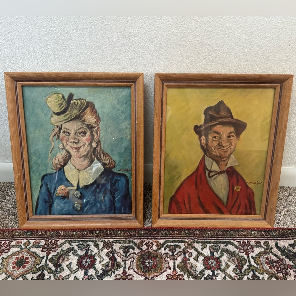 Large Vintage Framed The Gay Philosopher & The Philosopher’s Wife By Henry Major